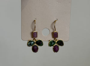 Green and Purple Clover Earrings