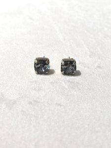 Crystal Stud Earrings- Grey