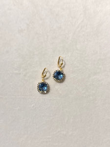 Rhinestone Border Earring- Dark Blue