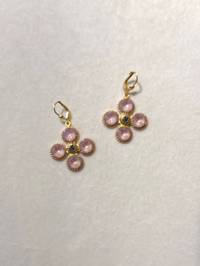 4 Crystal Petal Earrings- Rose