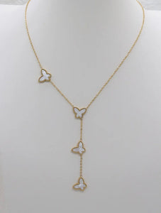 Gold Butterfly Necklace- White
