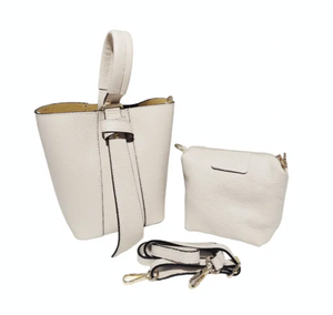 Leather Bucket Bag- Cream