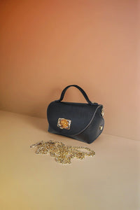 Leather Small Crossbody Bag- Black