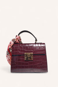 Leather Emily Bag- Burgundy Croc