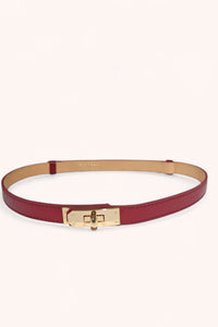 GENUINE ITALIAN LEATHER ADJUSTABLE BELT- Burgundy
