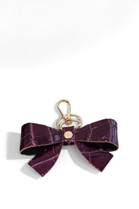Leather Bow Keychains- Burgundy