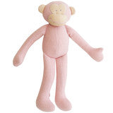 Fleece Monkey Toy Rattle Pink