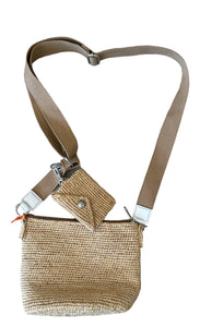 Cartilux Crossbody Wicker Bag With a Coin Purse on the Strap-Light Beige