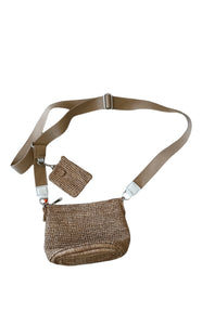 Cartilux Crossbody Wicker Bag With a Coin Purse on the Strap- Dark Beige