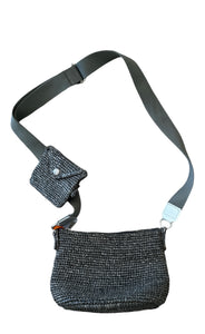 Cartilux Crossbody Wicker Bag With a Coin Purse on the Strap- Grey