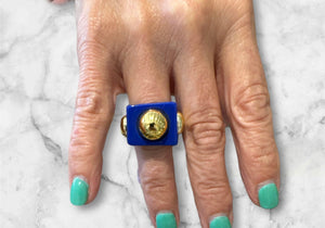 Blue and Gold Acrylic Ring