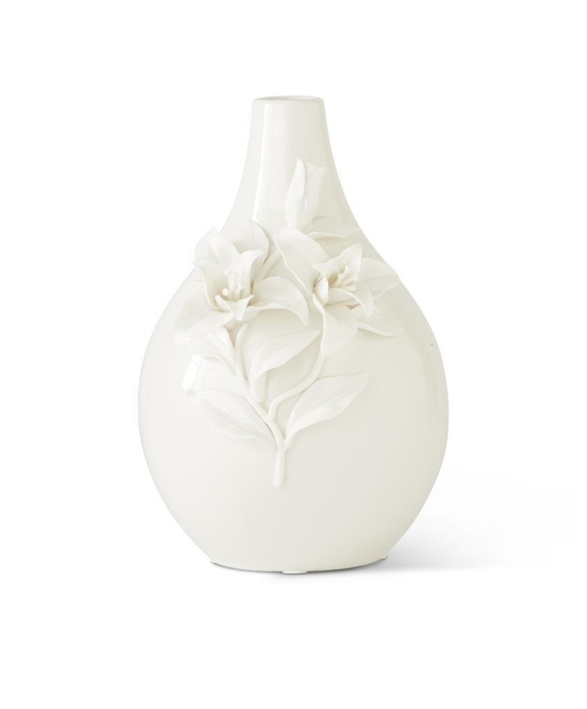 Lily Flower White Ceramic Vase