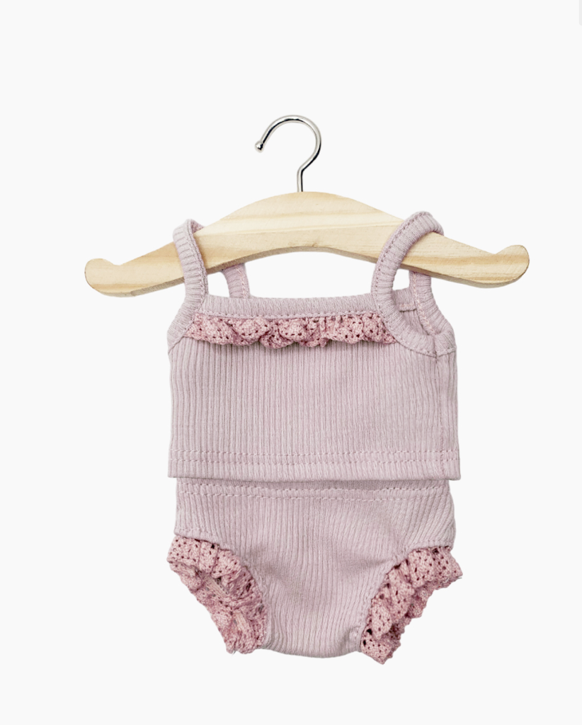 Girls' underwear in old pink ribbed knit and lace – Relish New Orleans
