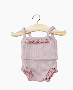 Girls' underwear in old pink ribbed knit and lace