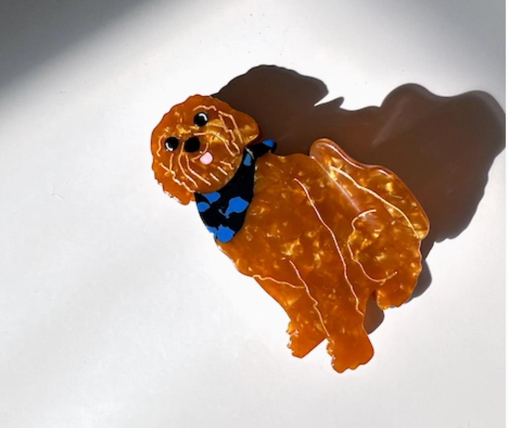 Hand-Painted Golden Doodle Dog Claw Hair Clip