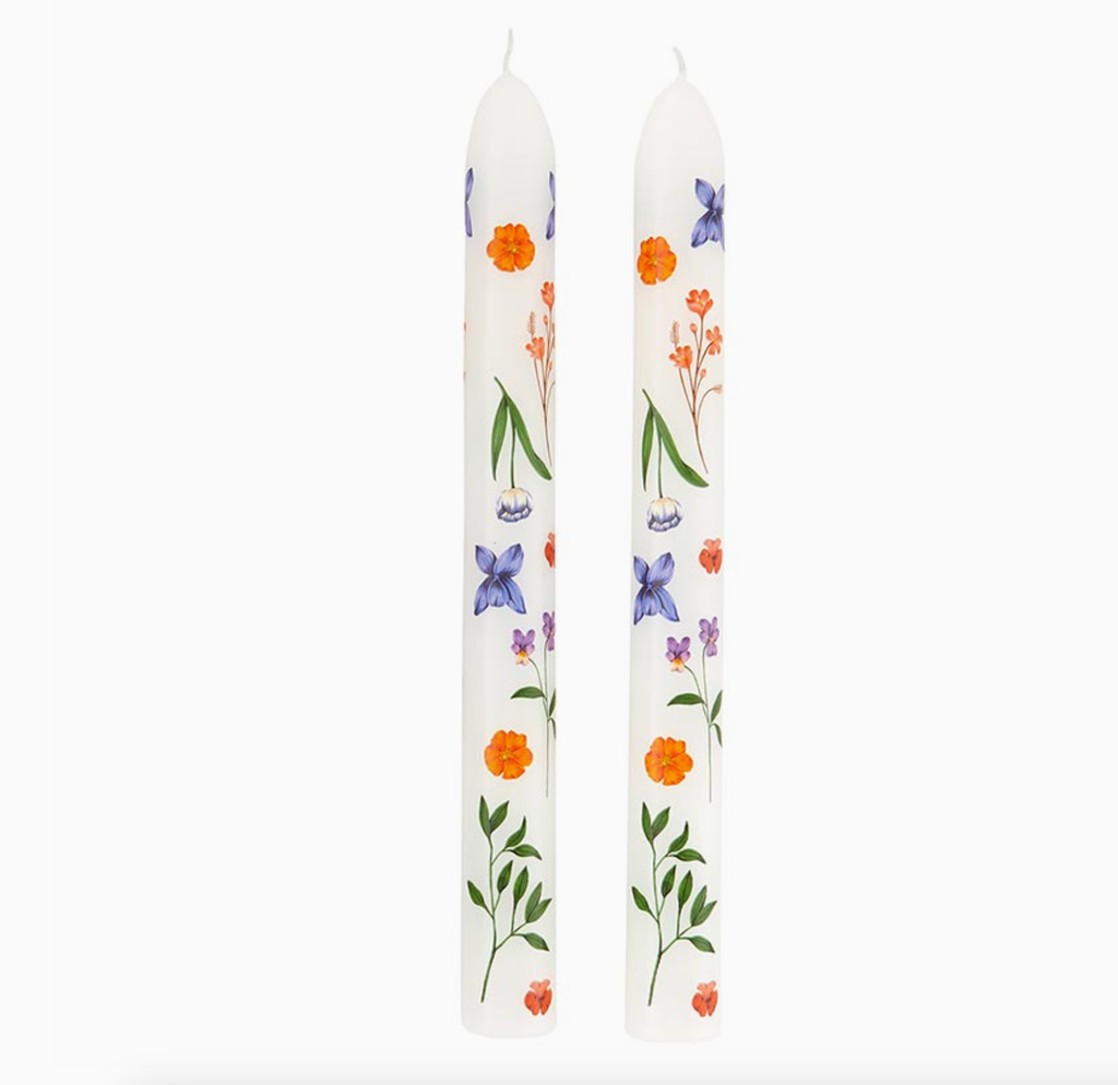 Tapered Candle - Boho Flowers - Set of 2