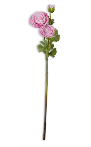 25" INCH PINK REAL TOUCH TRIPLE BLOOM RANUNCULUS STEM
