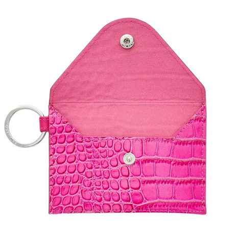 Image of O-ring Mini Envelope Wallet Pink Crocodile