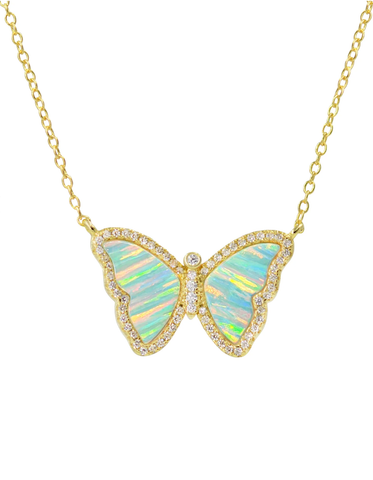 Image of OPAL BUTTERFLY NECKLACE WITH STRIPES