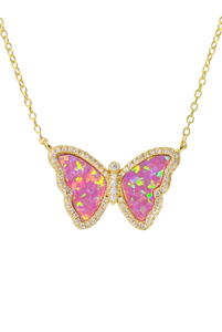 OPAL BUTTERFLY NECKLACE WITH CRYSTALS