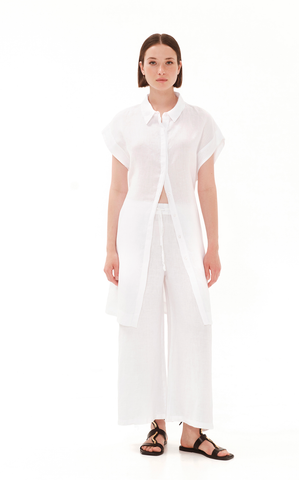 Image of Linen Pants Regular Fit White