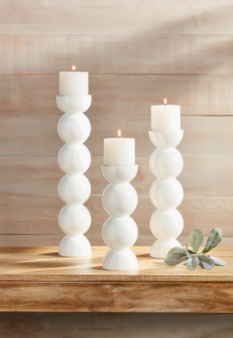 Image of LARGE WHITE LACQUER CANDLESTICK
