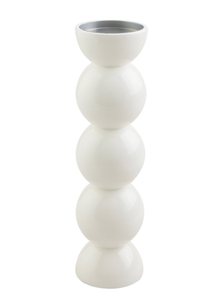MED WHITE LACQUER CANDLESTICK