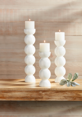 SMALL WHITE LACQUER CANDLESTICK