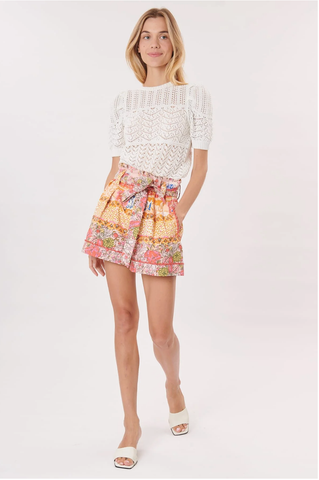 Image of HIGH-WAISTED PRINTED SHORTS, BELTED AND WALLYS EMBROIDERY