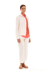 Flap Pocket Linen Jacket with Lace