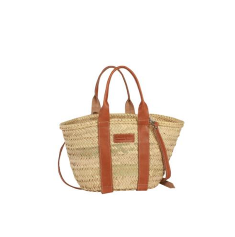 CYBELINE NATURAL SMALL NATURAL BASKET WITH DOUBLE LEATHER HANDLES