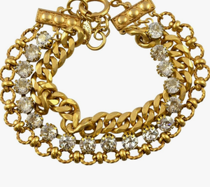 3 Layer Chain Tennis Bracelet, La Vie Parisienne Gold Plated, 8"
