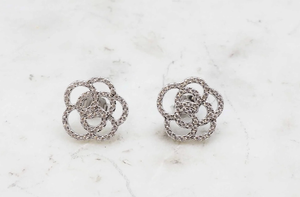 Silver Camellia Stud Earring
