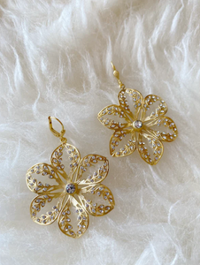 Large Flower  Rhinestone Earrings