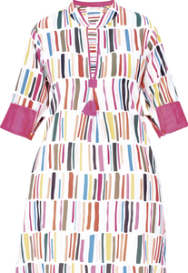 Multi Colored Short Striped Tunic Dress w/pockets
