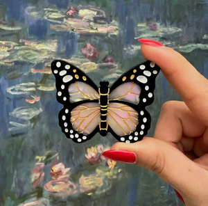 Hand-Painted Monarch Butterfly Brooch Pin