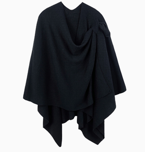 Solid Ruana with Shoulder Strap- Black