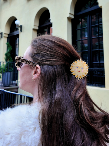 Hand-Painted Celestial Sun Claw Hair Clip | Eco-Friendly