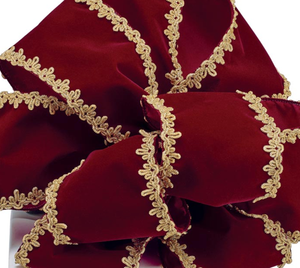 RED VELVET RIBBON WITH GOLD TRIM