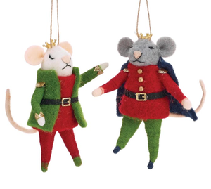 ORNAMENT WOOL MICE NUTCRACKERS ASSORTED
