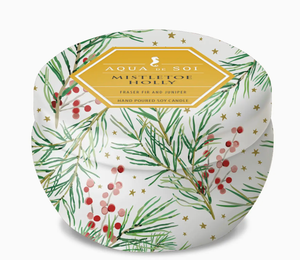 Mistletoe & Holly 4oz Aqua De Soi Candle Tin