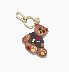 Hand-Painted Paris Teddy Bear Bag Charm + Keychain