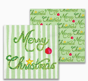 Merry Christmas Garland Cocktail Napkin