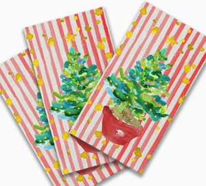 Red Potted Christmas Tree Guest Towel