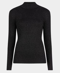 Black Ribbed Turtleneck Top