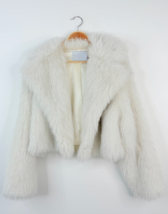 White Faux Fur Cropped Jacket