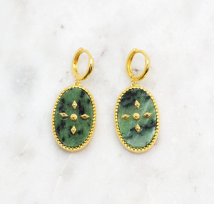 Green Oval Earrings