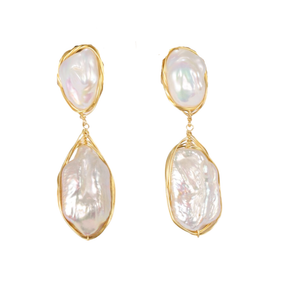 Mother of Pearl Gold Earrings- White