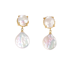 Mother of Pearl Drop Earrings-  White