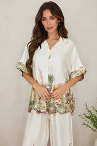SALE Silk Floral Button Down Blouse